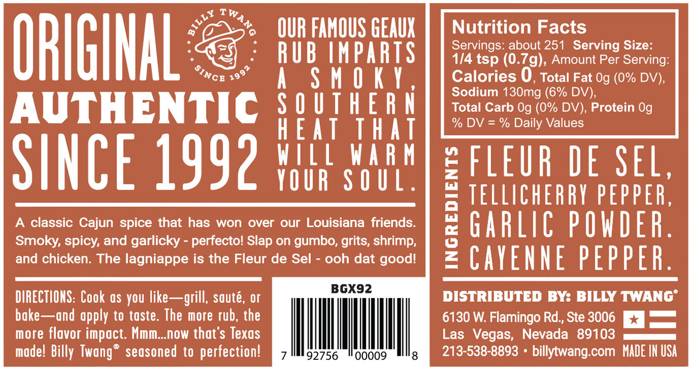 Geaux (Set of 3) nutrition label